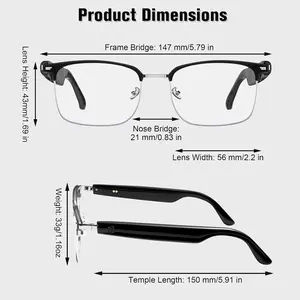 Smart Glasses, Blue Light Blocking Bluetooth Glasses with Open Ear Speaker, Photochromic Sunglasses Lens, Voice Assistant Compatible for Android iPhone