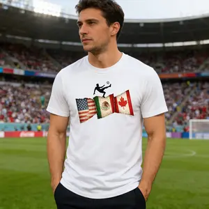 Men's USA Canada Mexico Kicker Graphic T-Shirt, Black Tri-Nation Football Player Sweatshirt, North America Unity Sports Casual Tee, American Canadian Mexican Sports Top