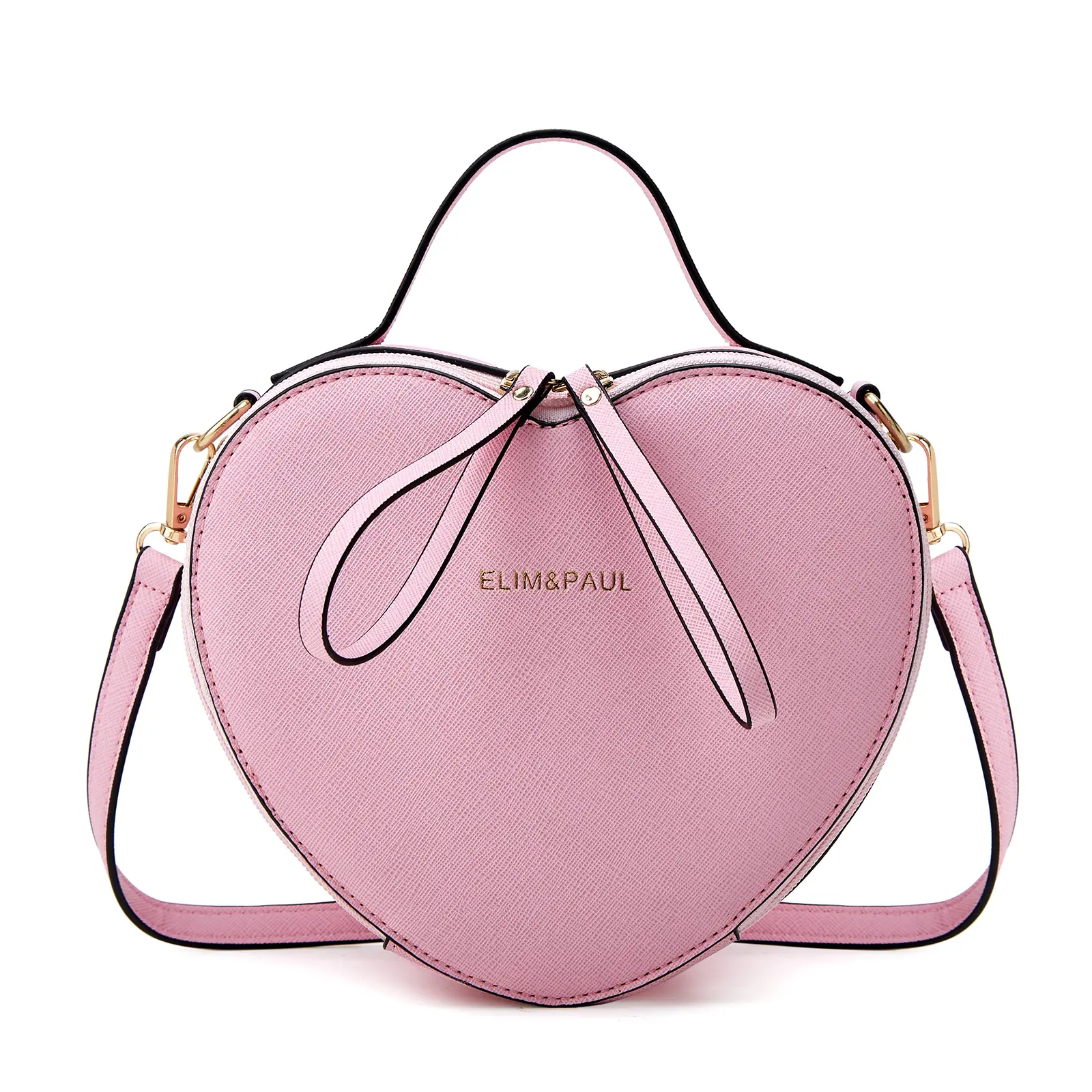 MAKES Women's Minimalist Heart-Shaped PU Leather Crossbody Shoulder Purse - Waterproof Zipper Pocket Handbag with Adjustable Strap for Business Casual Outfits, Fashion Bags, Crossbody Shoulder Purses