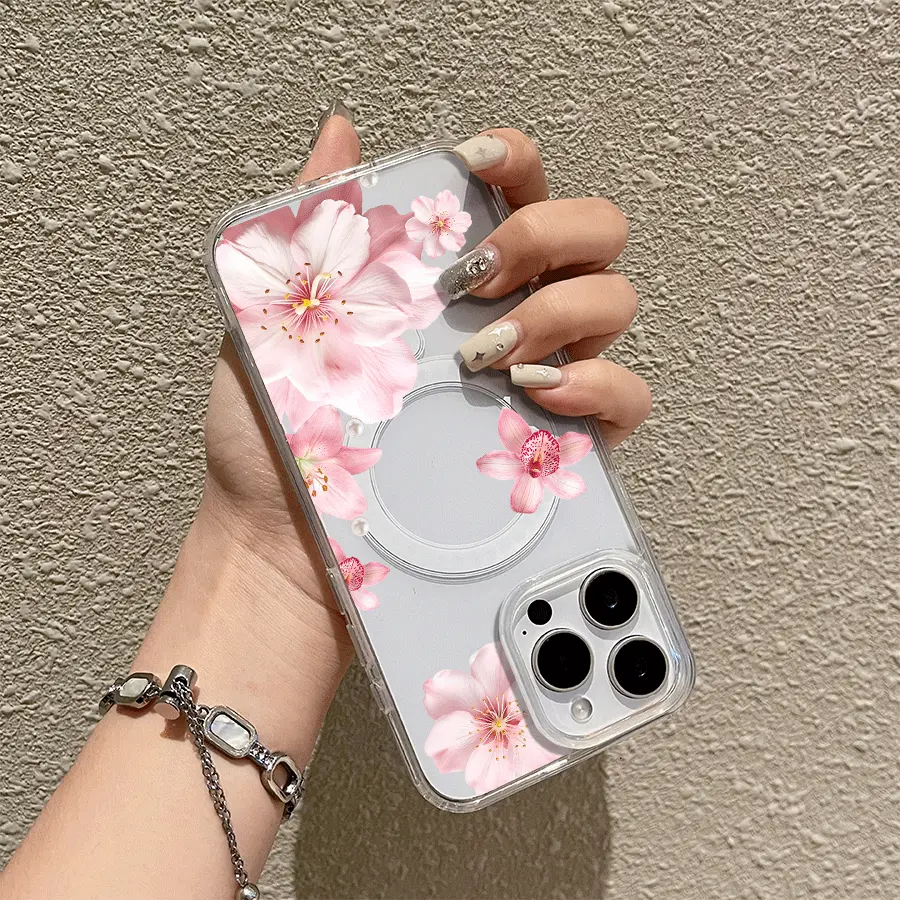 Pearl Blossom Magnetic TPU for iPhone Case: Drop-proof design for added protection |for iPhone 16/15/14/13/12/11
