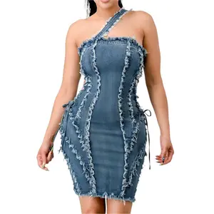 Distressed Sewing Line Denim Mini Dress – Flirty, Fierce & Unapologetically You