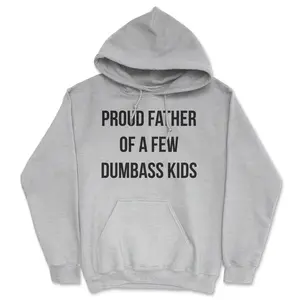 Proud Father Of A Few Dumbass Kids Unisex Hoodie Sarcastic Hooded Sweatshirt Unisex Vintage Fashion Hoodies Dad Joke Hoodie Funny Sarcastic Pullover Novelty Sweatshirt Grey -