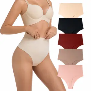 SNUG HAVEN Women's Solid Basic Minimalist Seamless Panties, 5-Pack - V-Shaped Waistband, Smooth, Breathable, Comfortable, Suitable for Everyday Wear