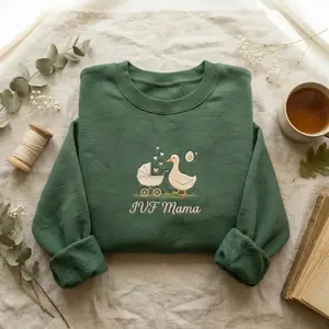 [MADE IN US] Custom IVF Mama Embroidered Sweatshirt; Duck Stroller; Fertility Journey; Motherhood Gift; Expecting Mom; Cozy Apparel