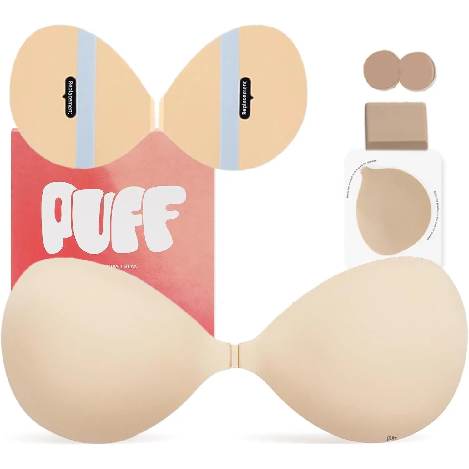 Women's Reusable Push-Up Sticky Bra with Refill Kit, Breathable Silk Adhesive Bra for Beach, Prom, Day Wear, Backless Dresses & Extra Adhesive Strips, Gowns