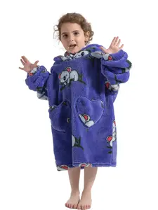 Adorable Space Sloth Print Series Super Tiny Wearable Blanket Cozy Hooded Blanket Chest Long Casual Elegant Home Style, Thick Warm Winter Robe TV Blanket