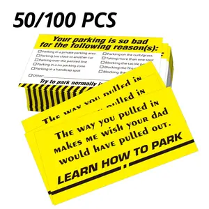 Funny Parking Reminder Cards, 50/100pcs Warning Tags for Bad Parkers, 9x5.4cm/3.5x2.1inch, Car Stickers for Malicious Parking, Decal for Cars