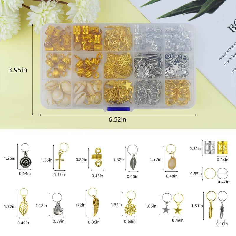 220Pcs Hair Beads Jewelry Braid Accessories Hair Clips Dreadlocks Braiding Accessories Braid Cuffs Metal Hair Coils Rings Women Braid Butterfly Hair Jewelry Gold Hair Jewels Pendants Charms Decoration
