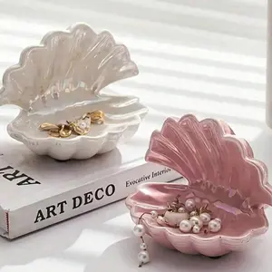 Shell Shaped Jewelry Tray, Artistic Decor Style, Multi-Function Half-Round Key and Jewelry Organizer, Perfect Gift for Home and Weddings, Decorative, Jewelry Storage Box