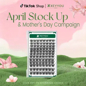KEYYOU DIY Lash Clusters 8-14MIX Volume Lash Extension Waterproof Long-Lasting Eyelashes Extensions D Curl Easy to Use for BeginnersTiktok April Stock Up & Mother's Day Campaign
