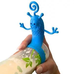 Bottle-Feeding Sensory Toy Blue Buddy, Food-Grade Silicone Interactive Ornament, Anti-Distraction Feeding Helper for Daily Use