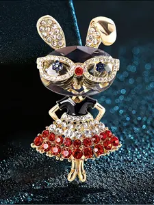 Vintage Pin Jewelry, Sparkling Modern Cartoon Glasses Bunny, Cute Girl Brooch Pin, Fashion Accessory for Clothing, Versatile Accessory, Unique Gift Idea