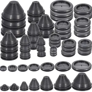 28 Pieces of Rubber Cable Sealing Gaskets, Tower Shaped and Circular Double-sided Rubber Hole Plugs, Firewall Plug Protection Rings, Synthetic Wire Protection Hole Protection Rings, Used for Drilling Wires and Electrical Conduits