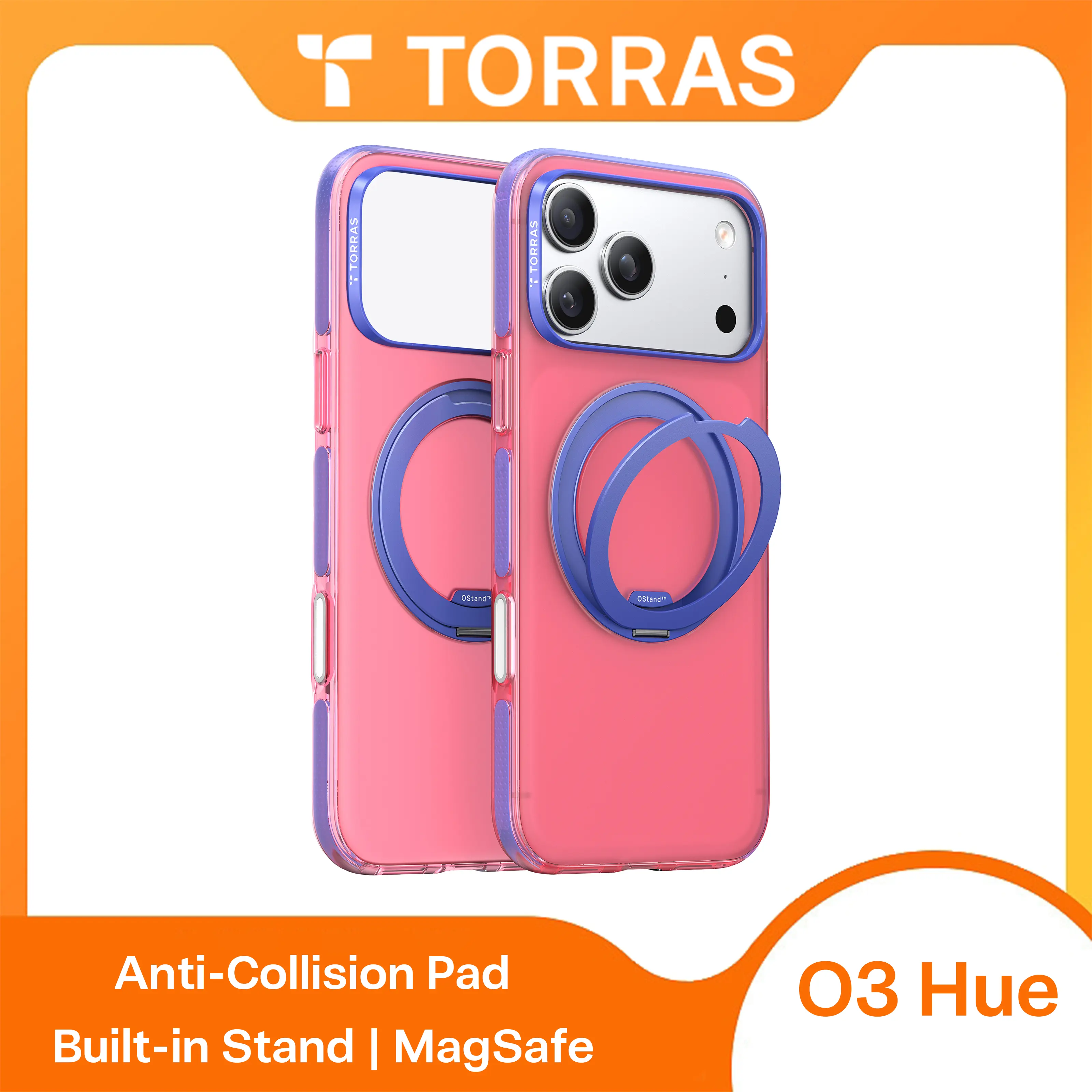 TORRAS Ostand O3 Hue Magnetic Stand Case for iPhone 17 Pro Max with 360° Rotatable Kickstand & Superior Drop Protection & MagSafe Compatibl