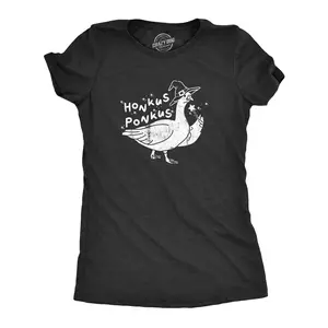 Womens Honkus Ponkus T Shirt Funny Halloween Lovers Goose Witch Joke Tee for Ladies Funny Womens T Shirts Cute Vintage Fashion Casual Ladies T-Shirt Gift Halloween Tops for Women Funny Animal Top Women's Black -