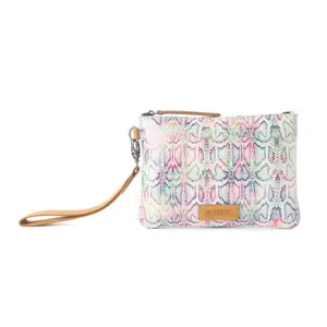 Women's Sunlit Pink Bloom & Breeze Clutch Pouch Bag, Casual Zipper Purse