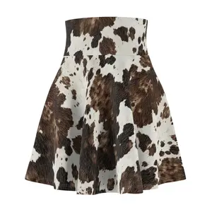 Skater Skirt, Cow Print Skirt, Women's Fashion, Brown and White Skirt, Trendy Skirt, Gift for Her