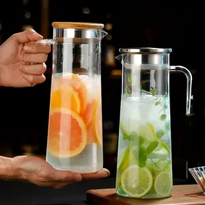 Heat Resistant Juice Jug with Handle - Large Capacity Container for Iced Tea, Beverage, Water - Suitable for Home, Office & Refrigerator - Perfect Gift Drinkware Transparent Color