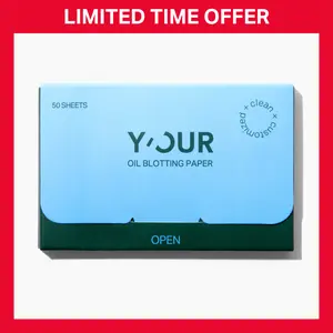 Premium Daily Oil Absorbing Sheets by Y'OUR for Face - 1 Pack of 50 Sheets - 100% Bamboo Charcoal Makeup Friendly Blotting Papers for Oily Skin - Effective Oil Absorption & Flawless Finish, Valentine's Gift for Women