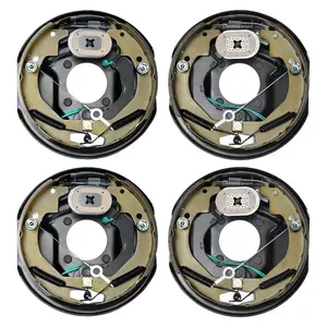 SummervibesVEVOR Electric Trailer Brake Assembly, 10" x 2-1/4", 2 Pairs Self-Adjusting Electric Brakes Kit for 3500 lbs Axle, 4-Hole Mounting, Backing Plates for Brake System Part Replacement (2 Right + 2 Left)
