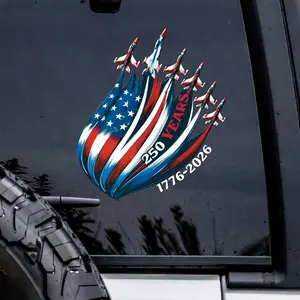 America 250th Anniversary Patriotic Car Decal - 1776-2026 DTF 3D Sticker - US Flag & Fighter Jets Vinyl Graphics for Trucks, Cars, Windows & Laptops