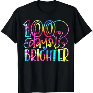 100 Days Brighter Student Happy 100th Day Of School T-Shirt Comfy Everyday T-Shirt
