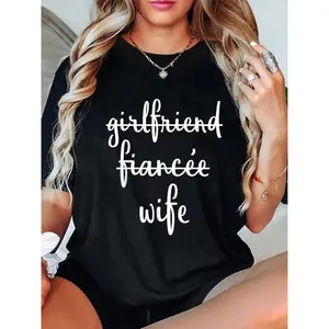 Women's Just Married T-Shirt 100% Cotton Crew Neck Short Sleeve Bride Tee Black Wedding Anniversary Gift
