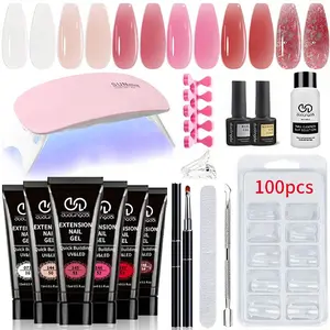 Professional Poly Gel Nail Kit, 1 Set 6 Color Poly Gel Nail Extension Kit with Tools, Professional Nail Art Kit for Women & Girls, Beginner Manicure Kit, Poly Gel Nail Kit Complete