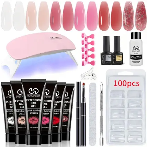 Professional Poly Gel Nail Kit, Polygel Nails, Polygel Nail Kits, 1 Set 6 Color Poly Gel Nail Extension Kit with Tools, Professional Nail Art Kit for Women & Girls, Beginner Manicure Kit, Poly Gel Nail Kit Complete