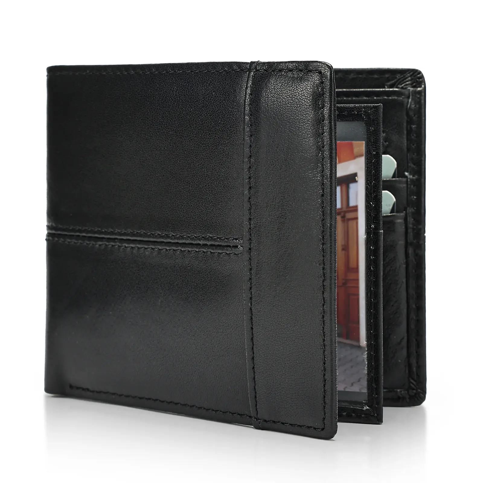 NIUCUNZH Men's Genuine Cowhide Leather Bifold Wallet - Slim Business Design with RFID Blocking and High-Capacity Card Slots, Leather Rfid Wallets, Cow Hide, Flap Closure, Slim Business Bifold, Business Casual