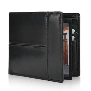 NIUCUNZH Mens Genuine Leather wallet RFID Blocking Slim Bifold wallet for men Large capacity Multi card slots OilBrown