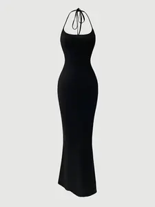 Y2K Campus Youth Backless Long Dress, Slim-Fitting Leopard Pattern, Perfect for School Season, Casual & Party Wear