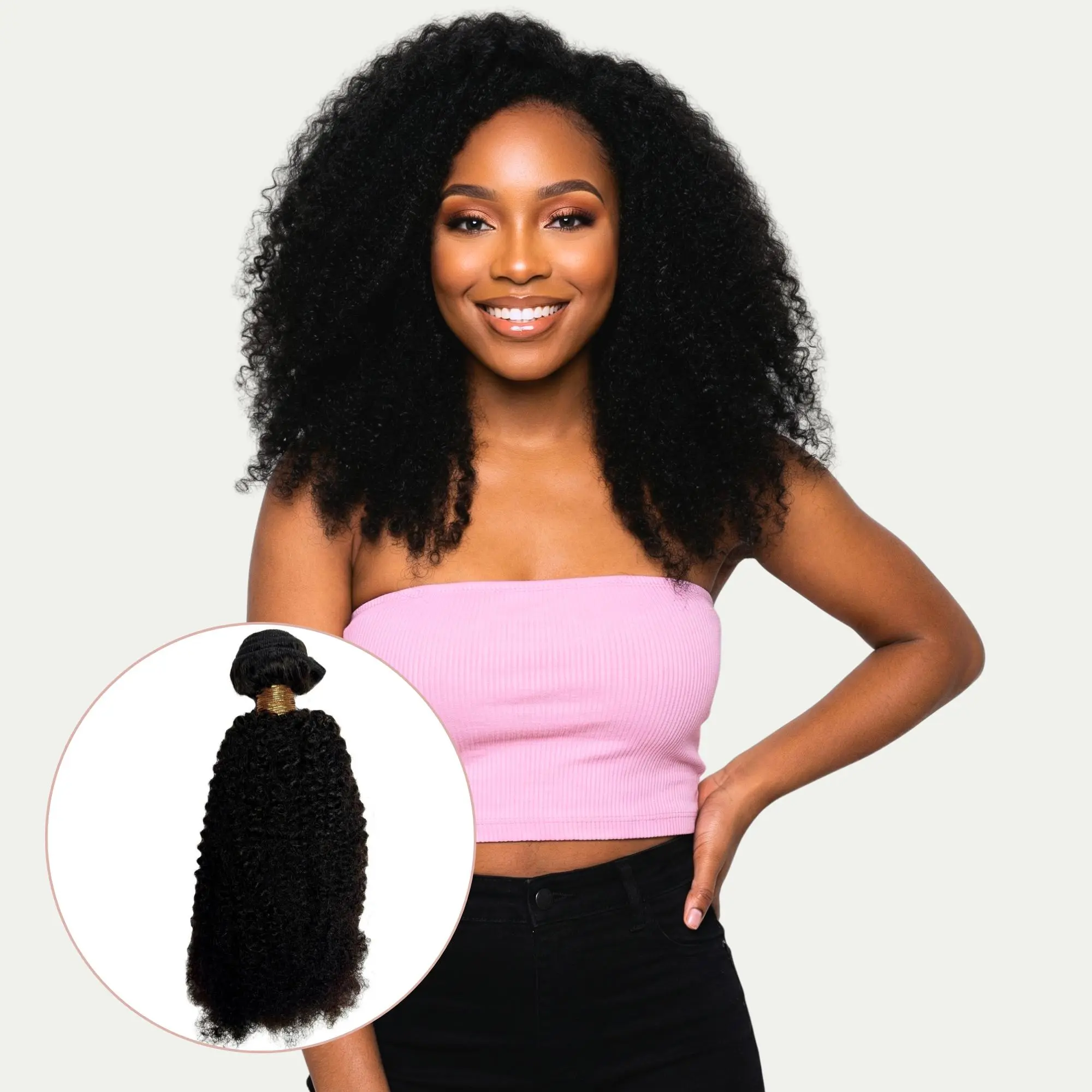Afro Kinky Curly 100% Human Hair Bundles - Full Bodied Texture for Ultimate Natural Look - Soft Natural Feel with Ultra Defined Curls - Perfect for Sew Ins & Wigs
