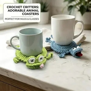 2026 Handmade Crochet Animal Coaster Set Lizard Shaped Knitted Cup Mat Desktop Ornament Home Decor Creative Gift