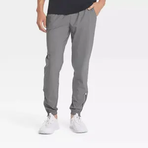 Men's Lightweight Tricot Jogger Pants - All In Motion Heathered Gray L: Zippered Pocket