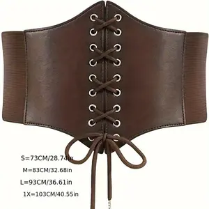 [Customer Favorite] Women's Fashionable Faux Leather Waist Trainer Belt - Breathable, Adjustable Wide Strap for Dresses and Casual Wear  Brown