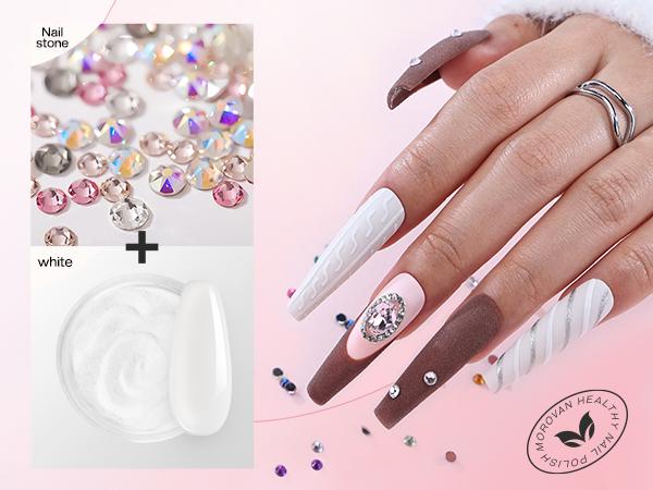 MOROVAN Acrylic Nail Blossom Kit with Everything: Elysium Series Professional Acrylic Set with UV Lamp, Nail Charms & Glitter Acrylic Powder, Complete Nail Starter Kit for Beginners