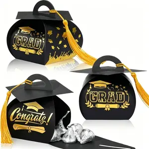 10/20pcs Graduation Hat Boxes, Party Gift Packaging, Candy Chocolate Wrappers, Graduation Prize Boxes with Fringe, Home School Events