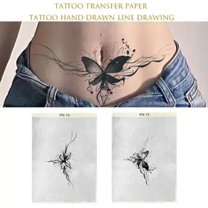 1pc A4 Butterfly Hand-Drawn Tattoo Transfer Paper – DIY Temporary Tattoo Stencil, No Drawing Required, Compatible with Transfer Gel, for Arm/Back/Abdomen, Folder Packaging to Avoid Creases, Great for Beginners and Tattoo Lovers