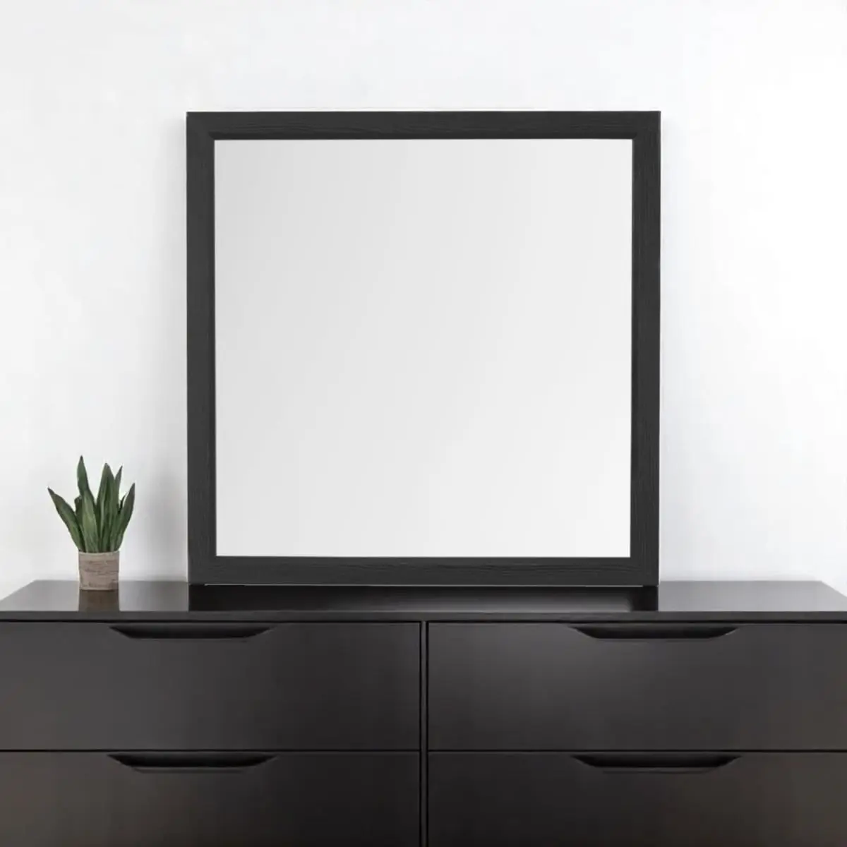 212 MAIN 40 in. Gray Square Wooden Framed Elegant Accent Mirror - Farmhouse Home Decor for Enhanced Reflection