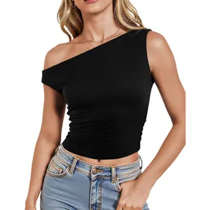 Off The Shoulder Tops for Women Tank Top Double Lined Crop Tank Tops Trendy Summer Going Out Top Sleeveless Fashion Clothes