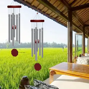 2PCS/Set Memorial Wind Chimes Outdoor Large Deep Tone, Sympathy Wind-Chime Personalized with 6 Tuned Tubes, Elegant Chime for Garden Patio Balcony and Home