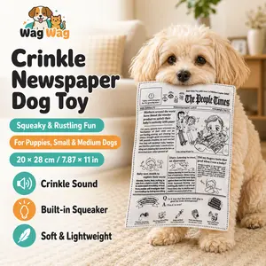 Dog Newspaper Crinkle Toy with Squeaker – 20×28 cm Soft Rustling Dog Toy for Puppies, Small & Medium Dogs, Light Chewers Only, Not for Aggressive Chewers