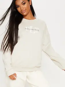 Pretty Little Thing Sweatshirt, Comfortable Outfit, Crew Neck Sweatshirt, Casual Womenswear Comfy Check