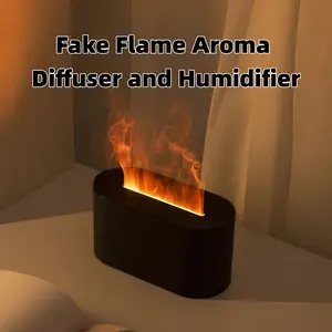 Colorful Flame Humidifier,Simulated Flame Design Ultrasonic Aroma Diffuser, Portable USB-Powered Essential Oil Desktop Diffuser with 7-Color Lighting, Air Humidifier for Home and Office