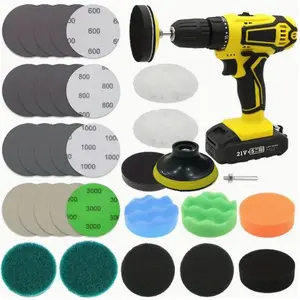 32-Piece Car Polishing Buffing Pad Set, Professional Headlight Repair Kit, Includes 1/4 Inch Shank Backing Plate & Polishing Pads