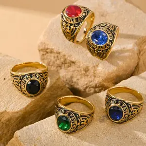 18K Gold Plated Eagle Men’s Ring – Stainless Steel with Cubic Zirconia | Bold Statement Gift for Him