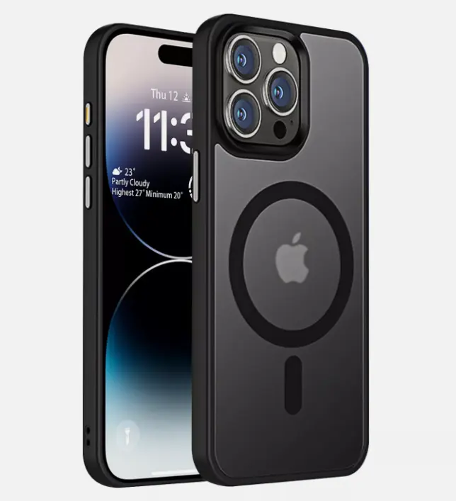 Black MagSafe Magnetic Phone Case Cover For Apple iPhone 17 / 17E / 16 / 16E / 15 / 14 / 13 / 12 / Plus / Pro / Pro Max / Matte Shockproof Protection Casing Protective Phonecase