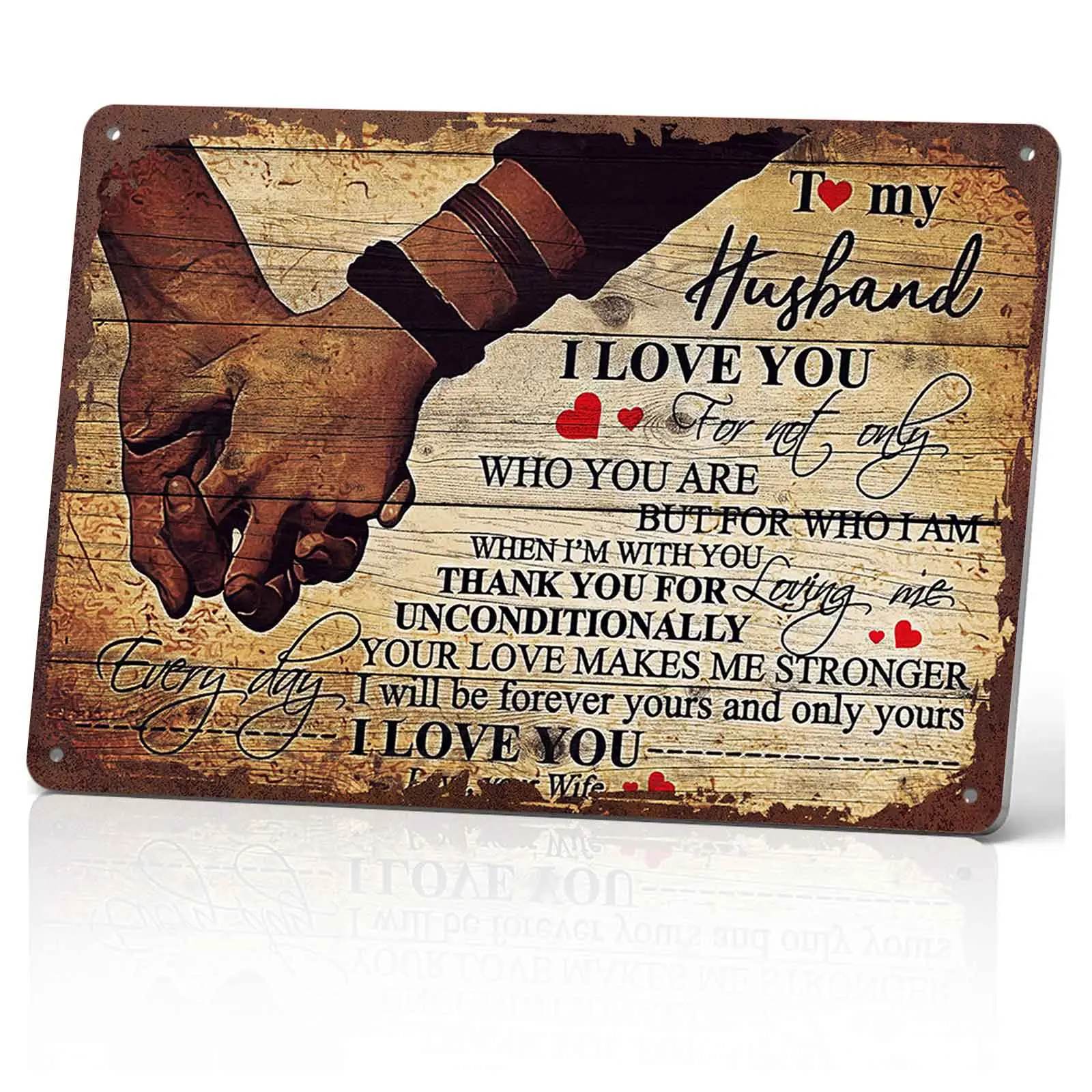 12x8 in Aluminium Metal Sign - Romantic Husband Gift with "I Love You For Who You Are" Message, Retro Rustic Home Wall Decor Anniversary Plaque, Wall Mount for Wardrobe Study Balcony Daily Use