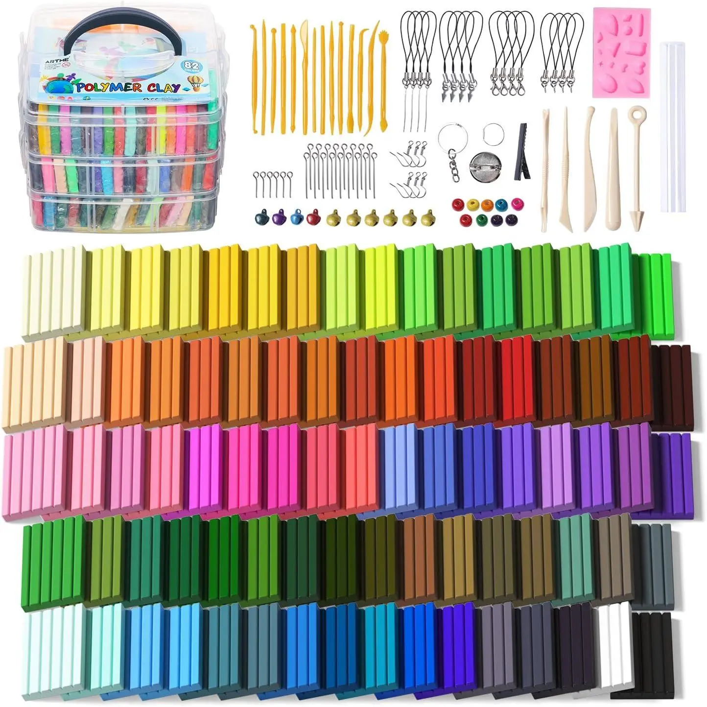 Polymer Clay,  82 Colors Clay Kit, Oven Bake Modeling Clay, Creative Polymer Clay Kit with Sculpting Tools and  Accessories, , Ideal DIY Clay Gifts for Adults and Teens